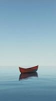 A boat floating in the ocean with a blue sky photo