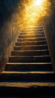 A staircase leading to a light at the top photo