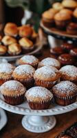 A table topped with cupcakes and other desserts photo