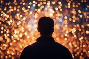 A man standing in front of a bright light photo