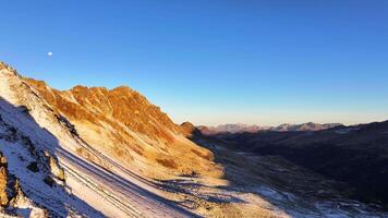 Aerial view of the first snow in autumn in the European Alps, Switzerland video