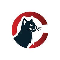 Ring Minimalistic Abstract Cat Logo Design Illustration vector