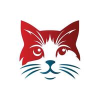 Red Minimalistic Abstract Cat Logo Design Illustration vector