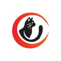 Moon Shape Minimalistic Abstract Cat Logo Design Illustration vector