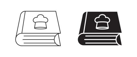 outline silhouette Cookbook icon set isolated on white background vector