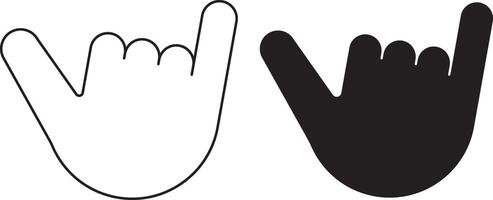 outline silhouette Shaka sign set vector
