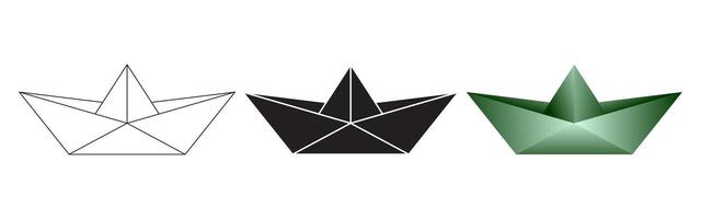 outline silhouette paper boat icon set vector