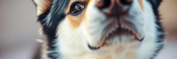Curious dog explores its surroundings in a sunny outdoor setting photo