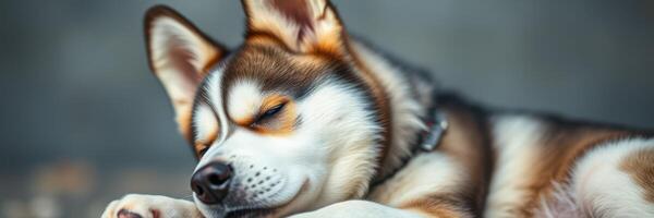 Sleeping dog in a cozy setting under soft natural light during the afternoon photo