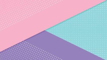 Abstract pastel background with diagonal shapes in pink, turquoise, and purple. White polka dots add a playful, modern touch, perfect for creative projects, web design, or marketing. vector