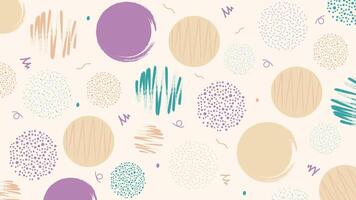 Abstract circle pattern featuring hand-drawn brush textures in beige, teal, and purple on a cream background. Perfect for packaging, stationery, or modern design projects. vector