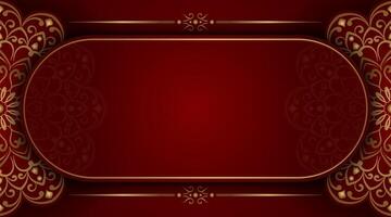 Red background with gold ornaments vector