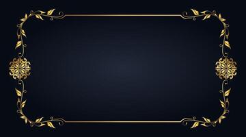 Gold frame ornament on black background vector