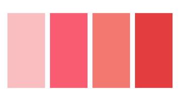 Rose Quartz, Red, Coral, Cinnabar color palette. Set of bright color palette combination in rgb hex. Color palette for ui ux design. Abstract illustration for your graphic design, banner, poster vector