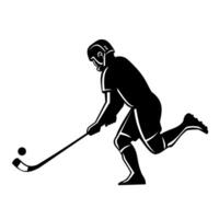 Shinty Player with Caman Stick Doing Keepy-Uppy Silhouette Retro vector