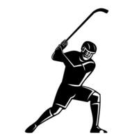 Shinty Player with Caman Stick Striking Ball Silhouette Retro vector