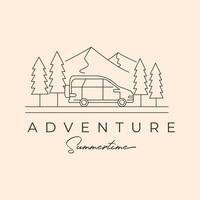 adventure travel mountain line art logo symbol illustration design vector