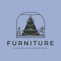 line art sink with light logo symbol illustration design vector