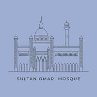 sultan omar mosque line art logo symbol illstration design vector