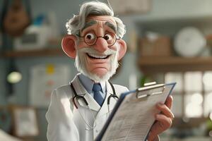 An animated doctor holding a clipboard photo