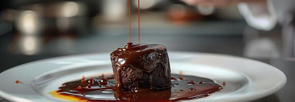 A white plate with chocolate on it photo