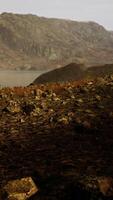 Beautiful view of foggy mountains with a reflection in a lake video