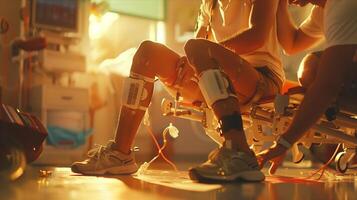 A man and woman sitting on a chair with their legs up photo
