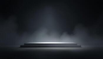 . Dark Moody Product Display Platform with Fog photo
