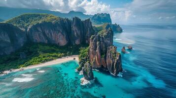 Aerial view of the secluded island of mauritius, france photo