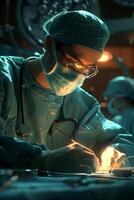 A surgeon is working on a patient in an operating room photo