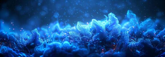 Blue fire and water in the dark photo