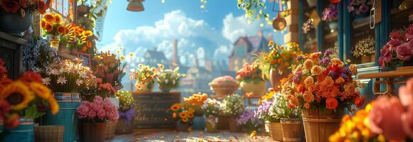 A flower shop with lots of flowers and plants photo