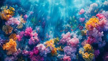 Underwater scene with colorful coral reef photo