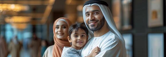 A family of arabic people posing for a photo