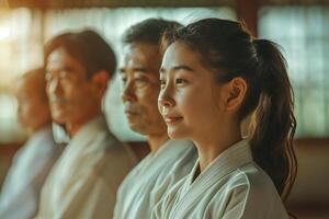 A group of people in karate gear photo