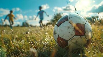 A soccer ball on the grass photo