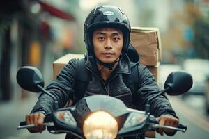 A man on a motorcycle photo