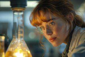 A woman in a lab coat photo