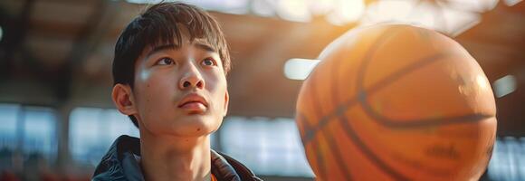 A young man holding a basketball ball photo
