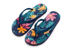 Stylish Tropical Floral Flip Flops for Summer photo