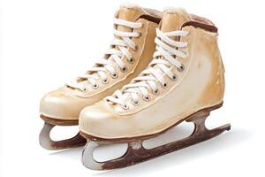 Vintage Cream Ice Skates - Retro Style photo