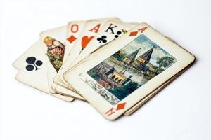 Vintage Playing Cards with Intricate Illustrations photo
