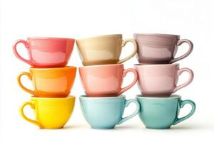 Colorful Stacked Heart-Handled Cups photo