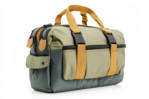 Stylish Green and Mustard Yellow Travel Duffle Bag photo