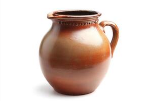 Rustic Brown Clay Jug - Charming Decorative Pottery photo
