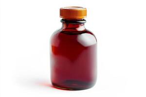 Elegant Amber Glass Bottle with Red Liquid photo