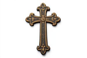 Ornate Gold and Black Religious Cross photo