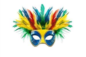Vibrant Carnival Mask with Colorful Feathers photo
