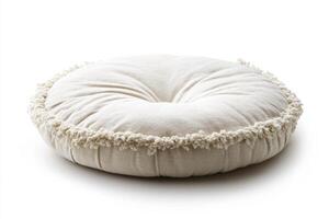 Round Beige Fringe Cushion photo