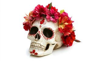 Day of the Dead Sugar Skull with Floral Wreath photo